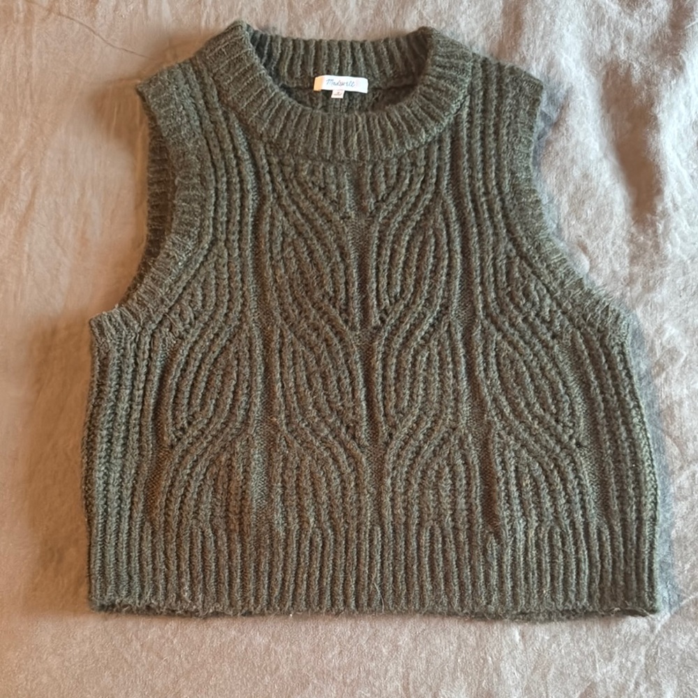 Green Knit Sleeveless Sweater Vest Madewell Medium